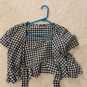 SHEIN Monochrome Checkered Blouse